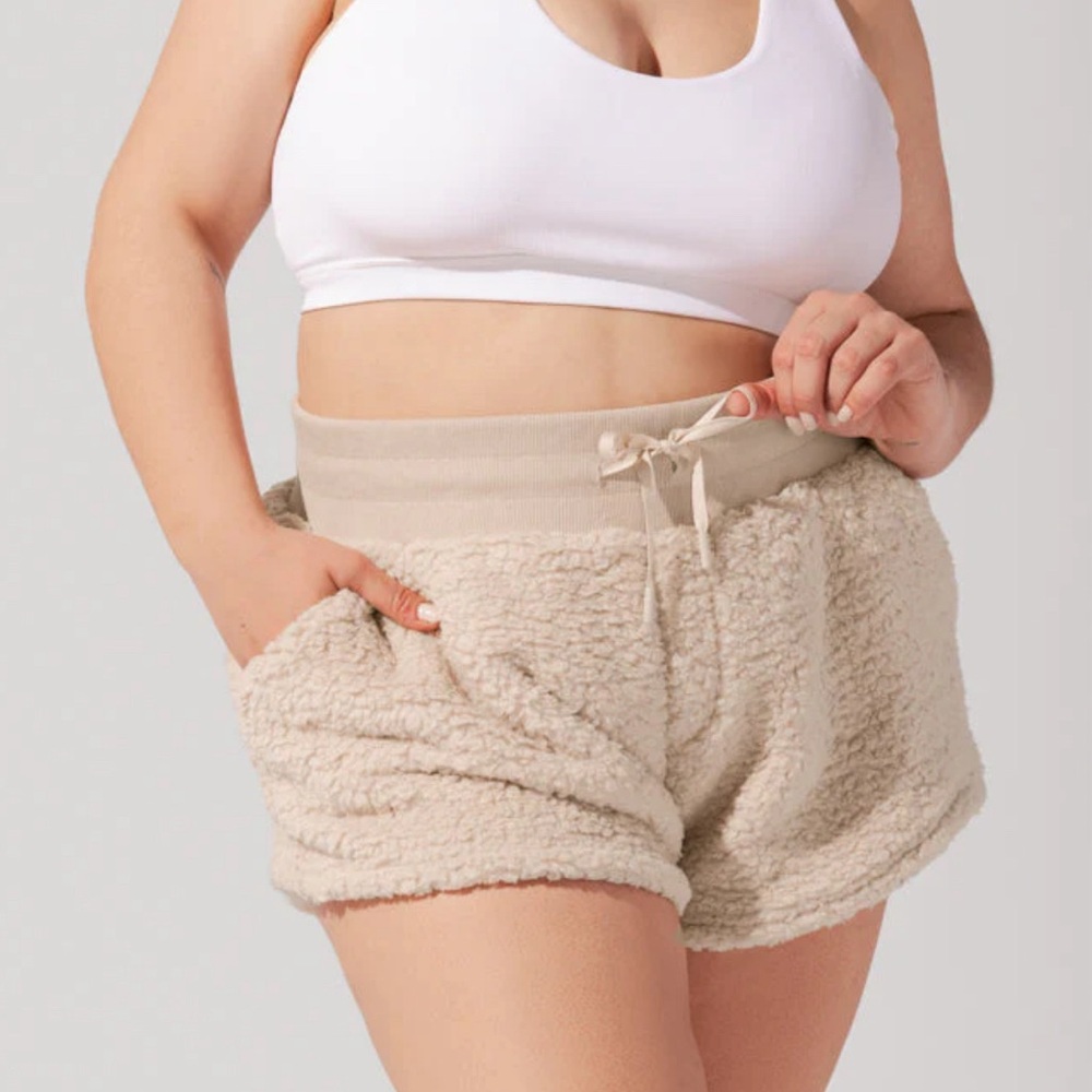 Grey Popflex Faux Sherpa Short with Pockets